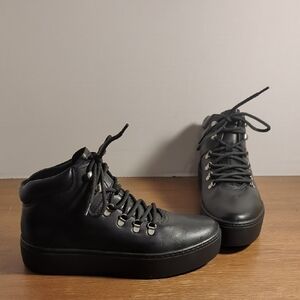 New Vagabond Jessie Black Leather High-Top Sneakers Boots Eur 37 US 6